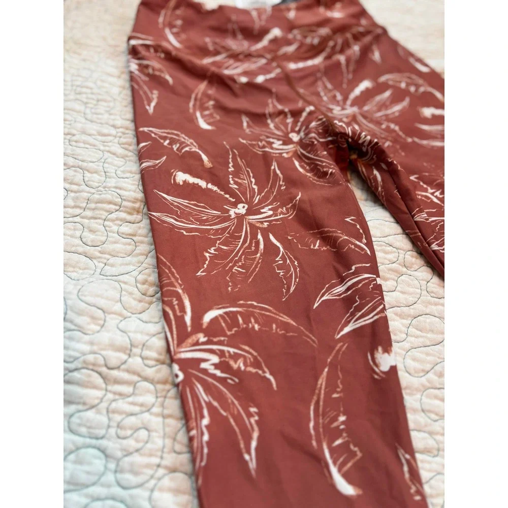 O'Neill‎ Blue Women's Driftaway Harbor Leggings Rust Palm Print XS